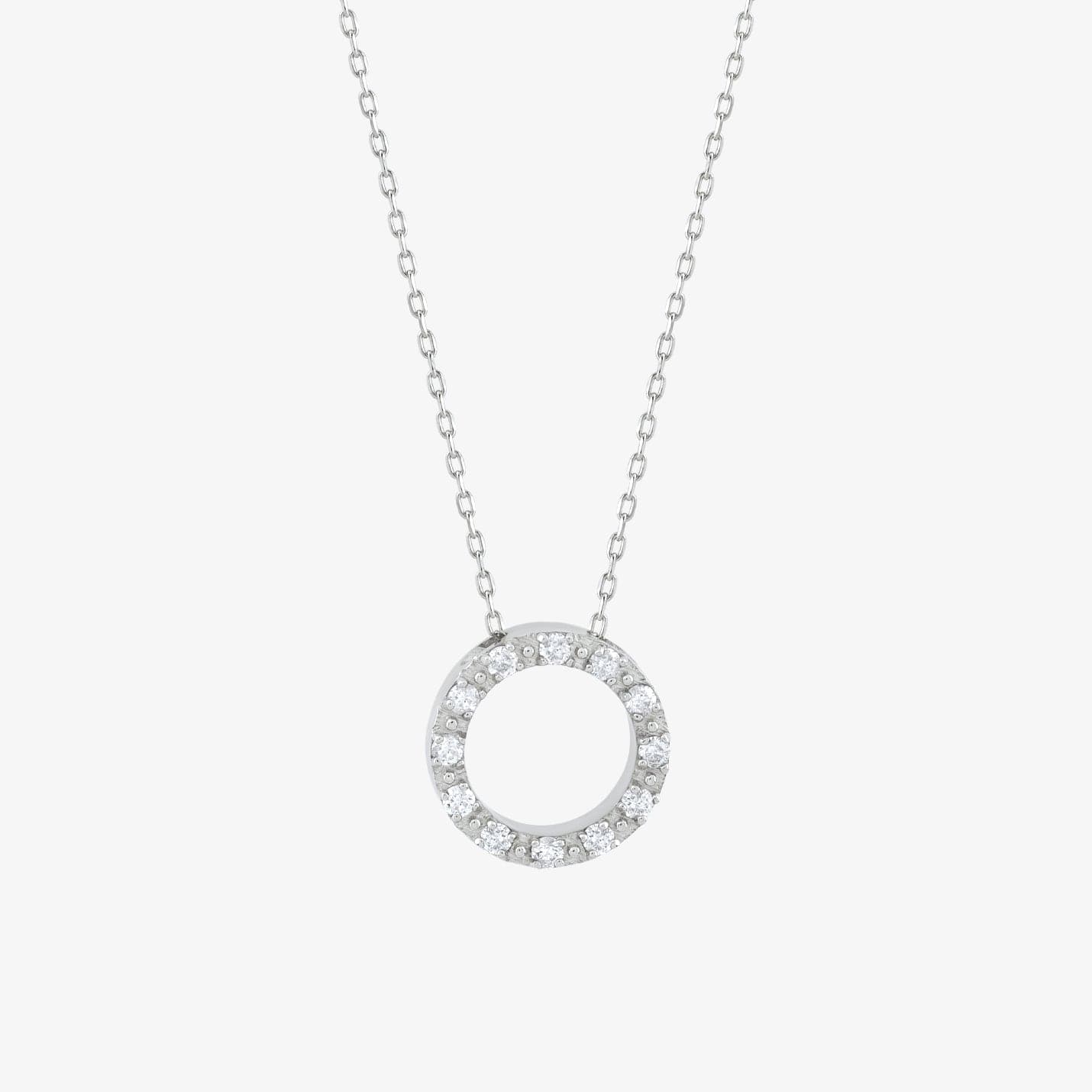 Diamond Circle Necklace in 14K Solid Gold