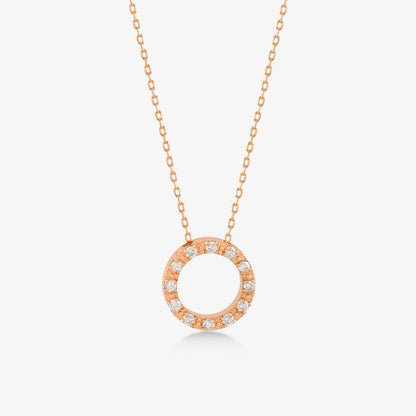 Diamond Circle Necklace in 14K Solid Gold