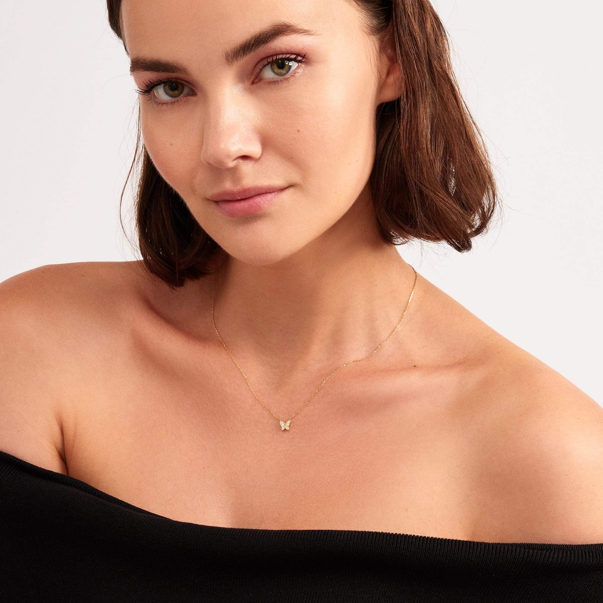 Diamond Butterfly Pendant Necklace