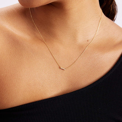 Short Bar Necklace in 14K Solid Gold