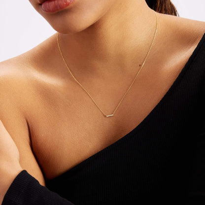 Short Bar Necklace in 14K Solid Gold