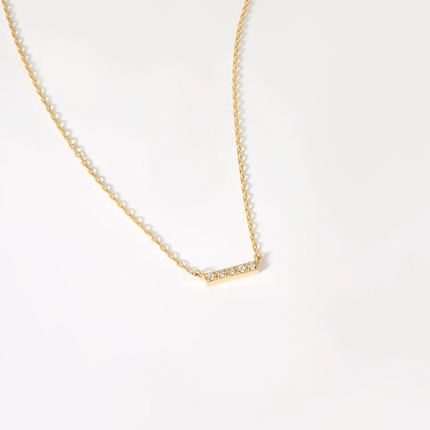 Short Bar Necklace in 14K Solid Gold