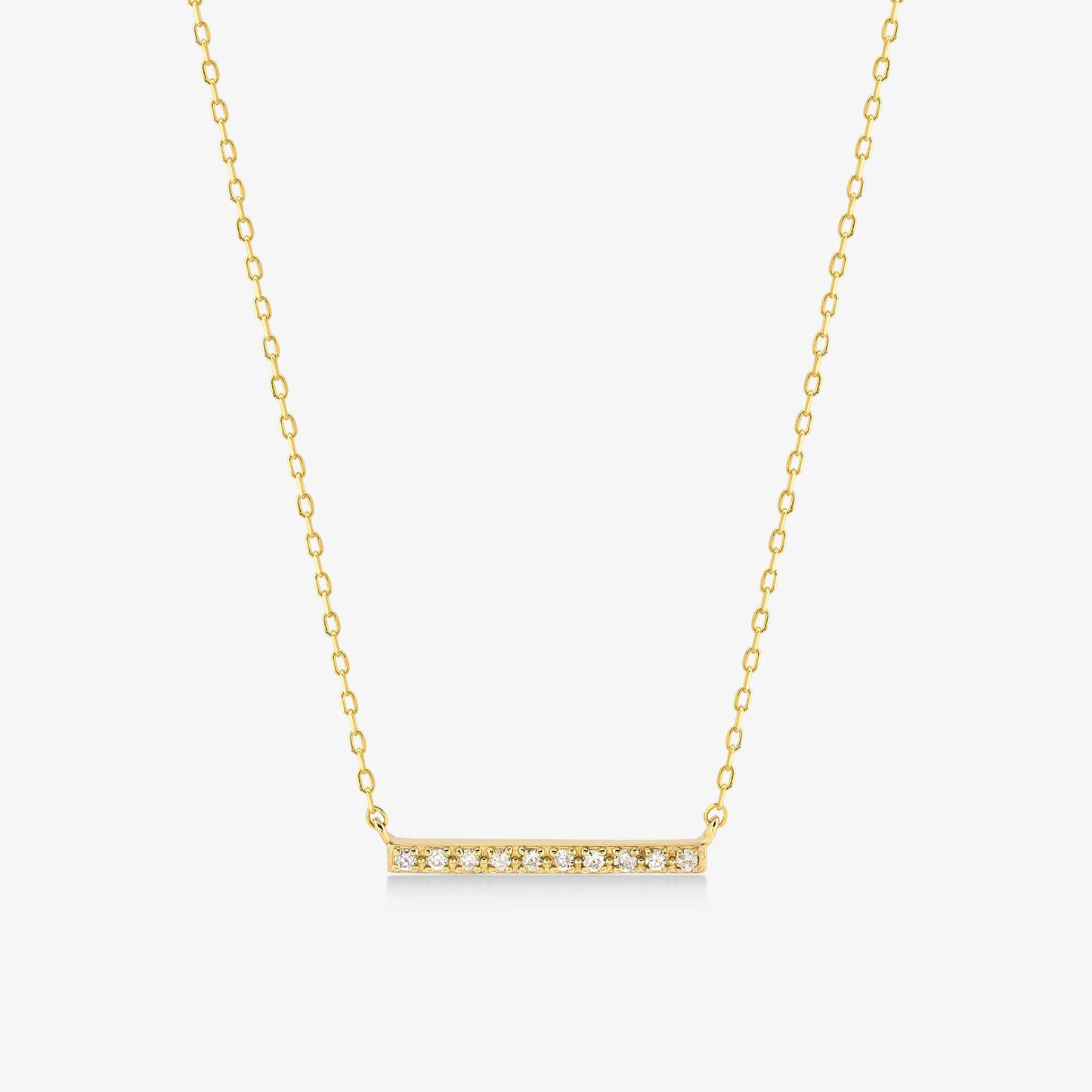 Long Bar Necklace in 14K Solid Gold