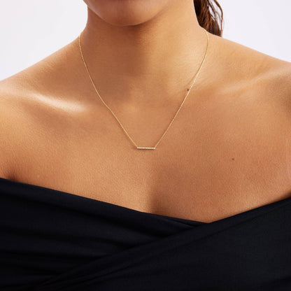 Long Bar Necklace in 14K Solid Gold