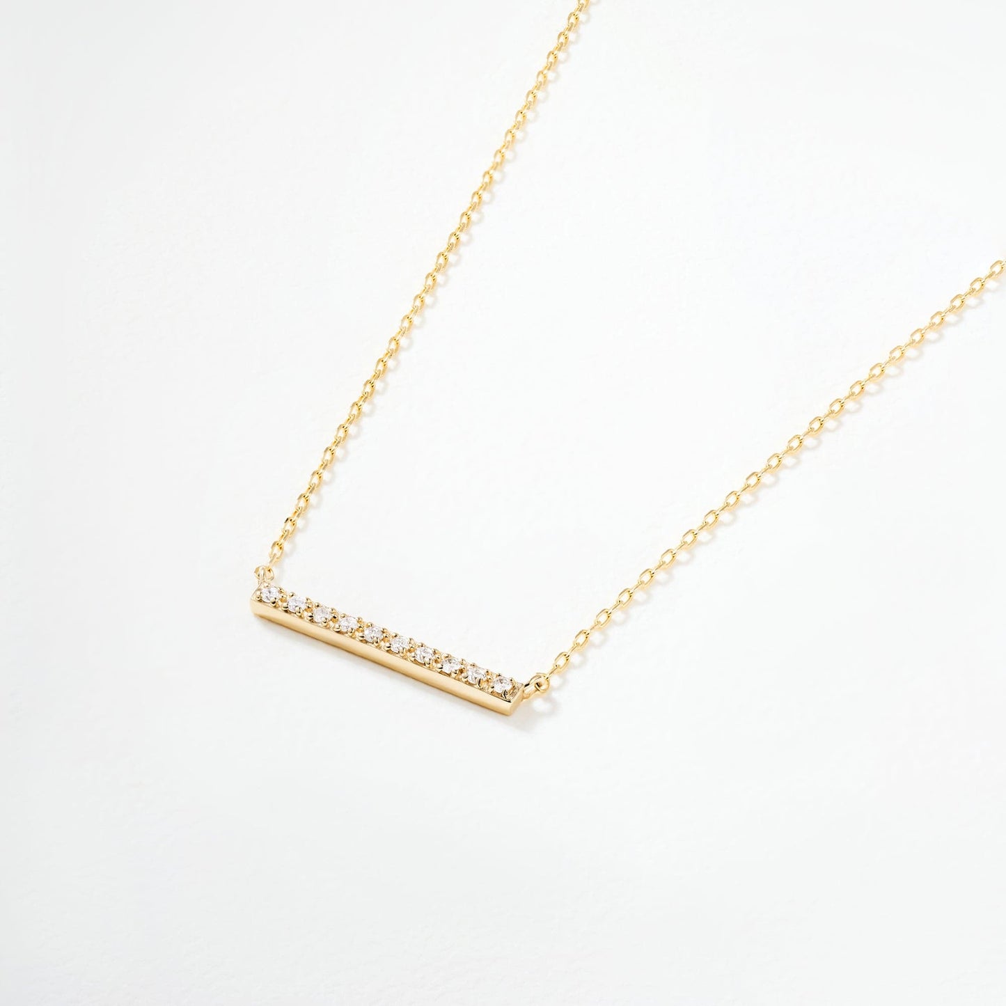 Long Bar Necklace in 14K Solid Gold