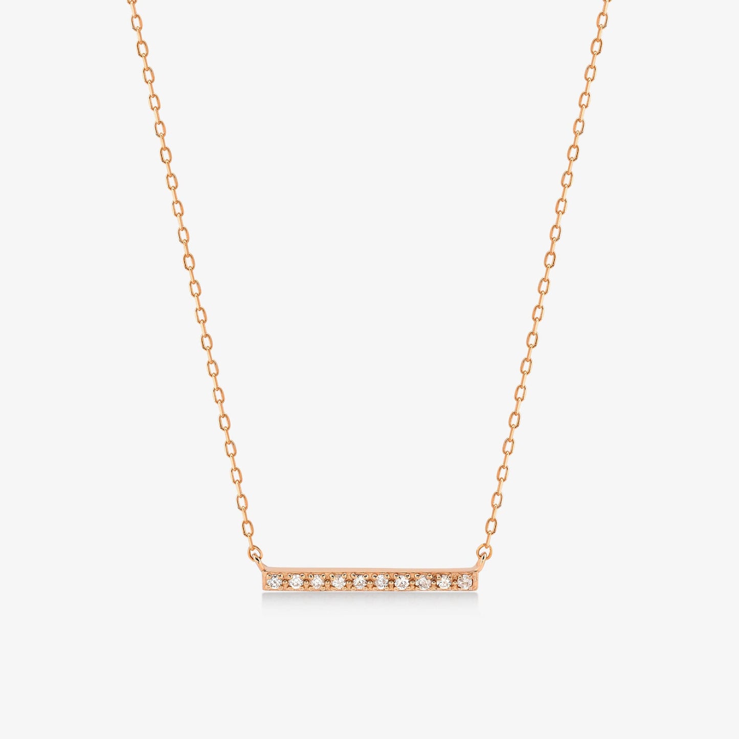 Long Bar Necklace in 14K Solid Gold