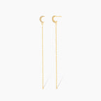 Pave Diamond Moon Threader Earrings