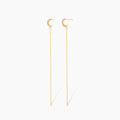 Pave Diamond Moon Threader Earrings