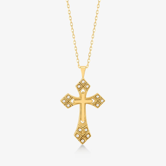 Diamond Gothic Cross Necklace