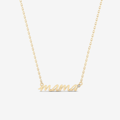 Diamond Mama Necklace in 14K Solid Gold