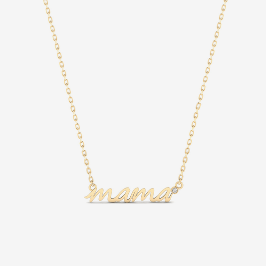 Diamond Mama Necklace in 14K Solid Gold