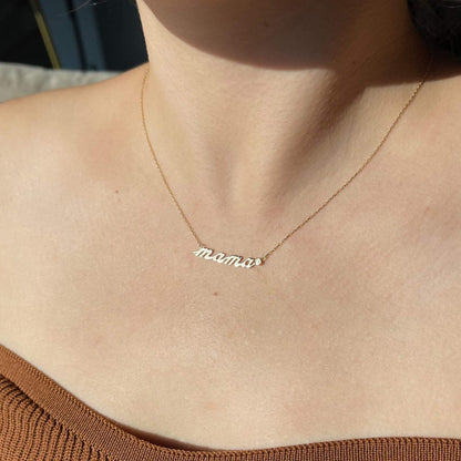 Diamond Mama Necklace in 14K Solid Gold