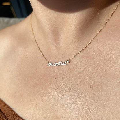 Diamond Mama Necklace in 14K Solid Gold