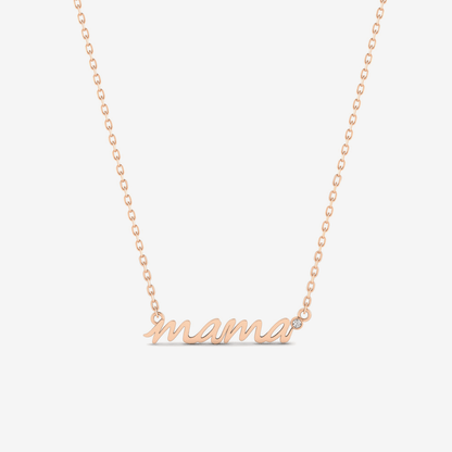 Diamond Mama Necklace in 14K Solid Gold