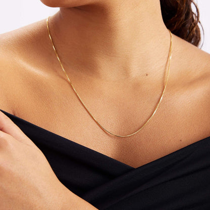 Box Chain Necklace in 14K Solid Gold