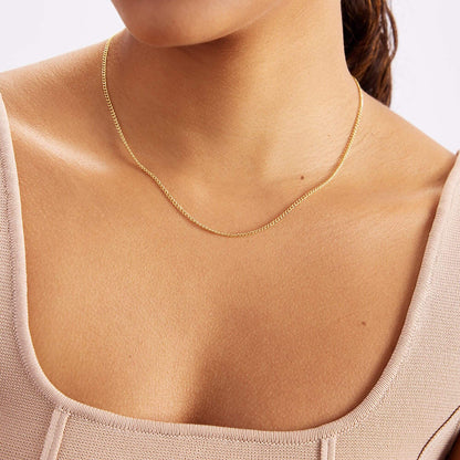 Curb Chain Necklace in 14K Solid Gold