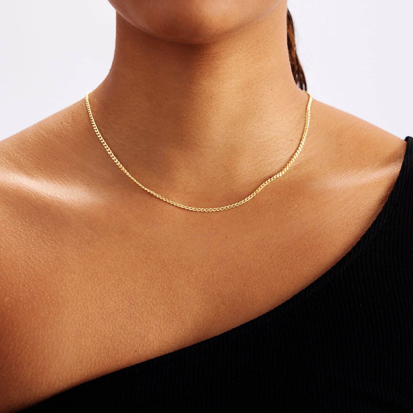 Curb Chain Necklace in 14K Solid Gold