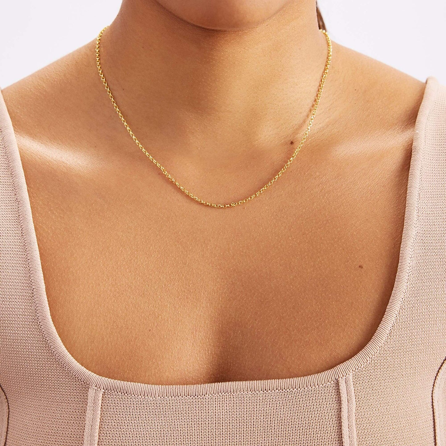 Rolo Chain Necklace in 14K Solid Gold