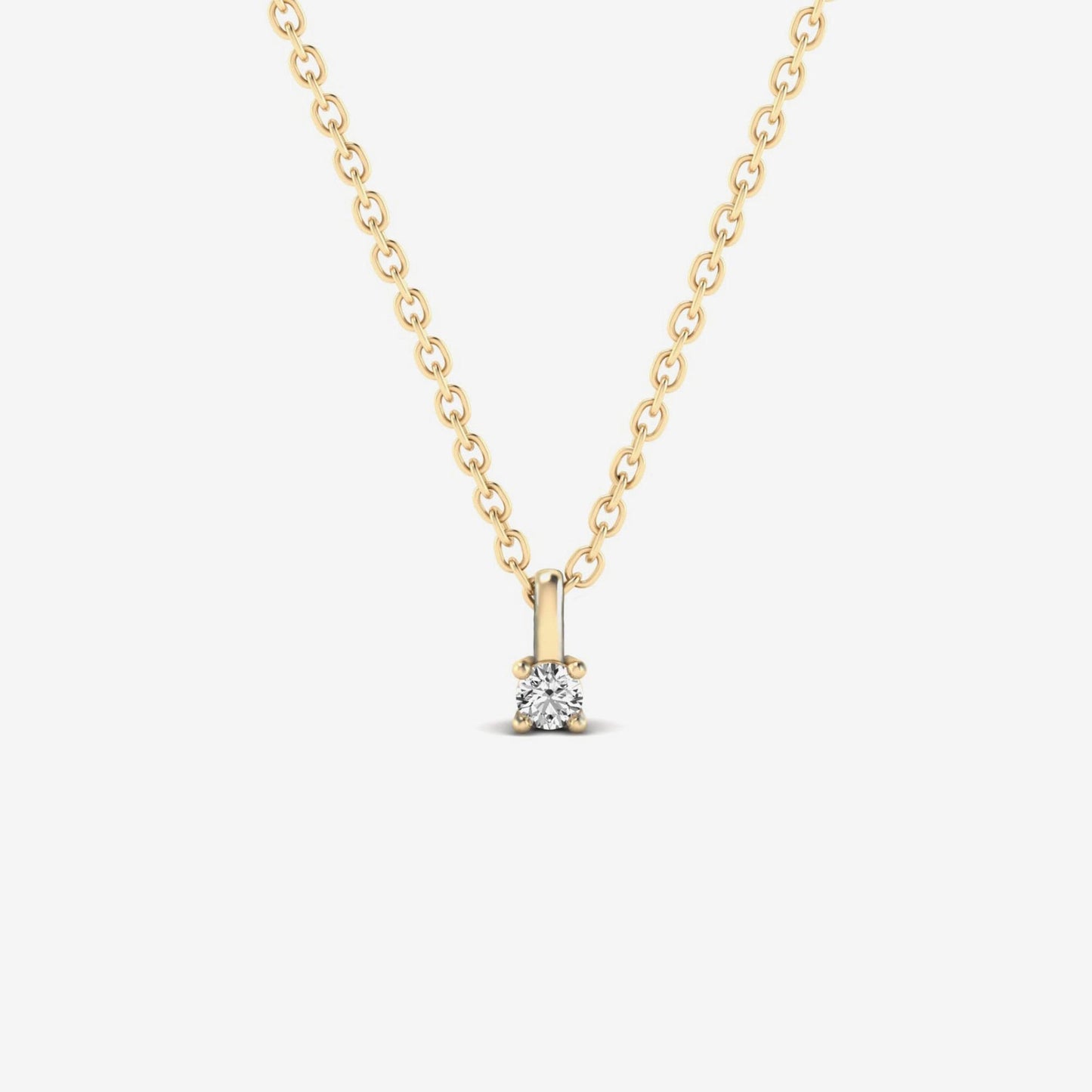 Round 4-Prong Solitaire Diamond Pendant Necklace