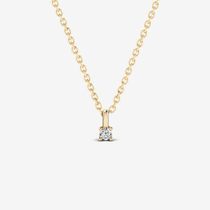 Round 4-Prong Solitaire Diamond Pendant Necklace in 14K White Gold