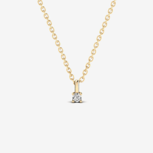 Round 4-Prong Solitaire Diamond Pendant Necklace