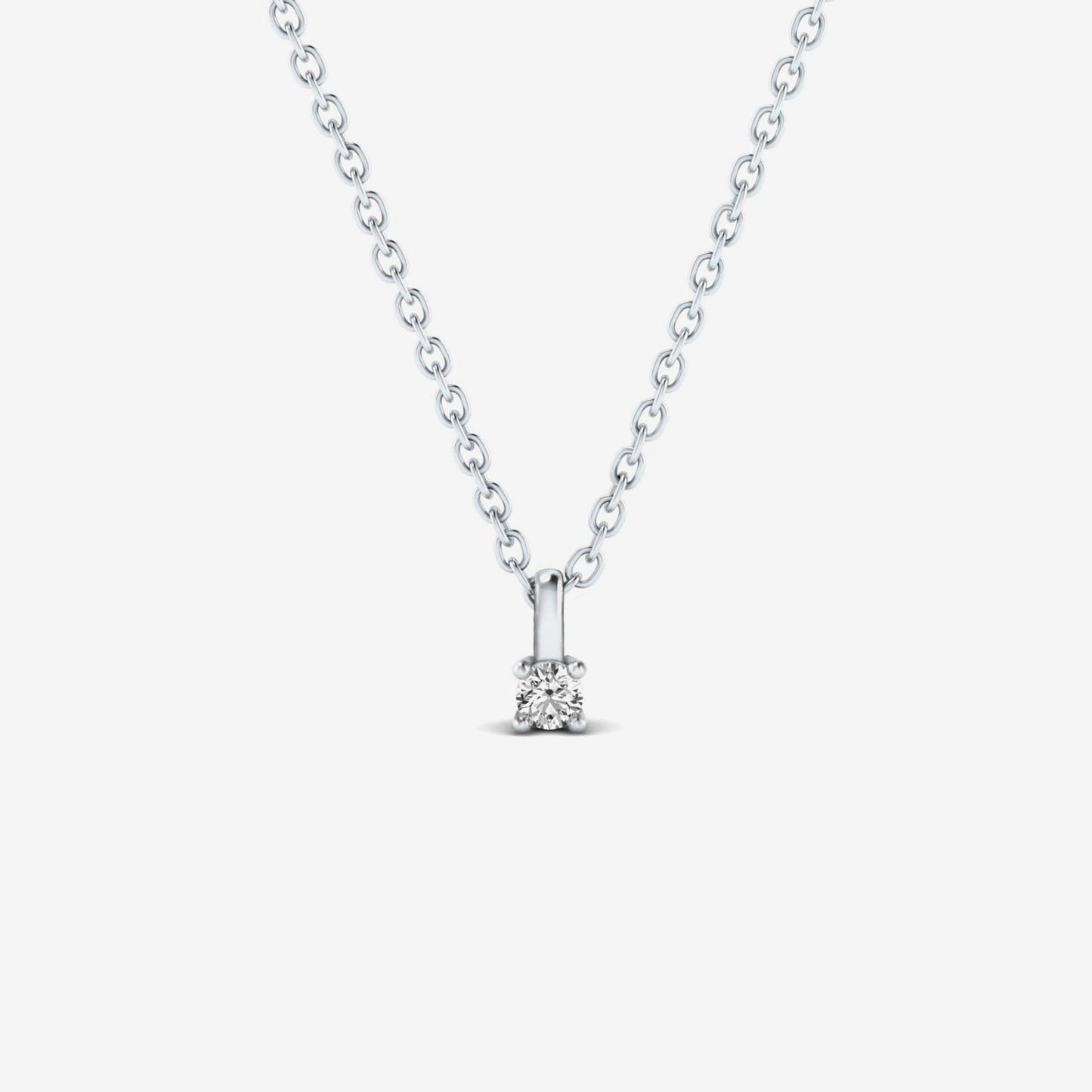 Round 4-Prong Solitaire Diamond Pendant Necklace