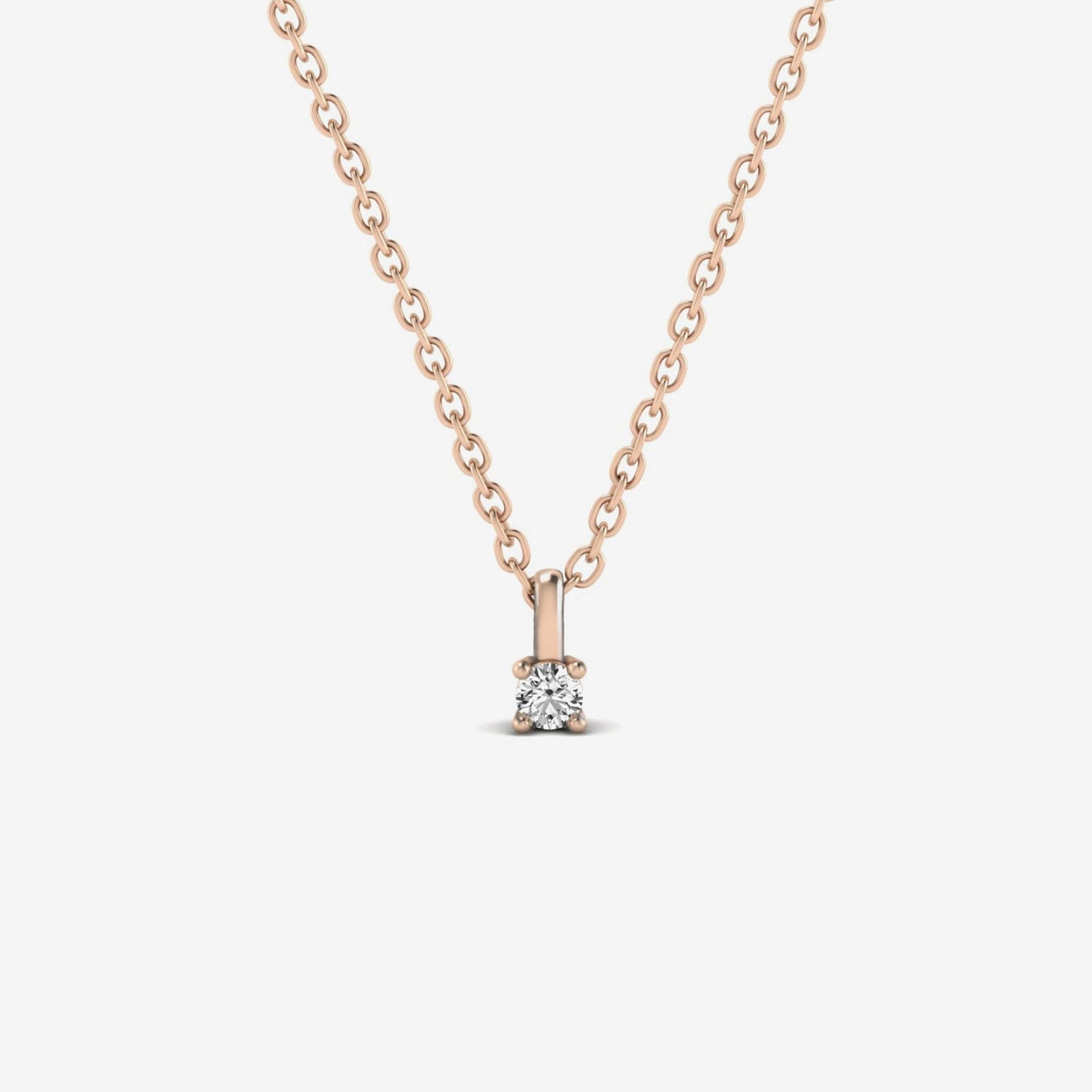 Round 4-Prong Solitaire Diamond Pendant Necklace