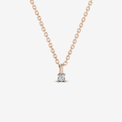 Round 4-Prong Solitaire Diamond Pendant Necklace in 14K White Gold