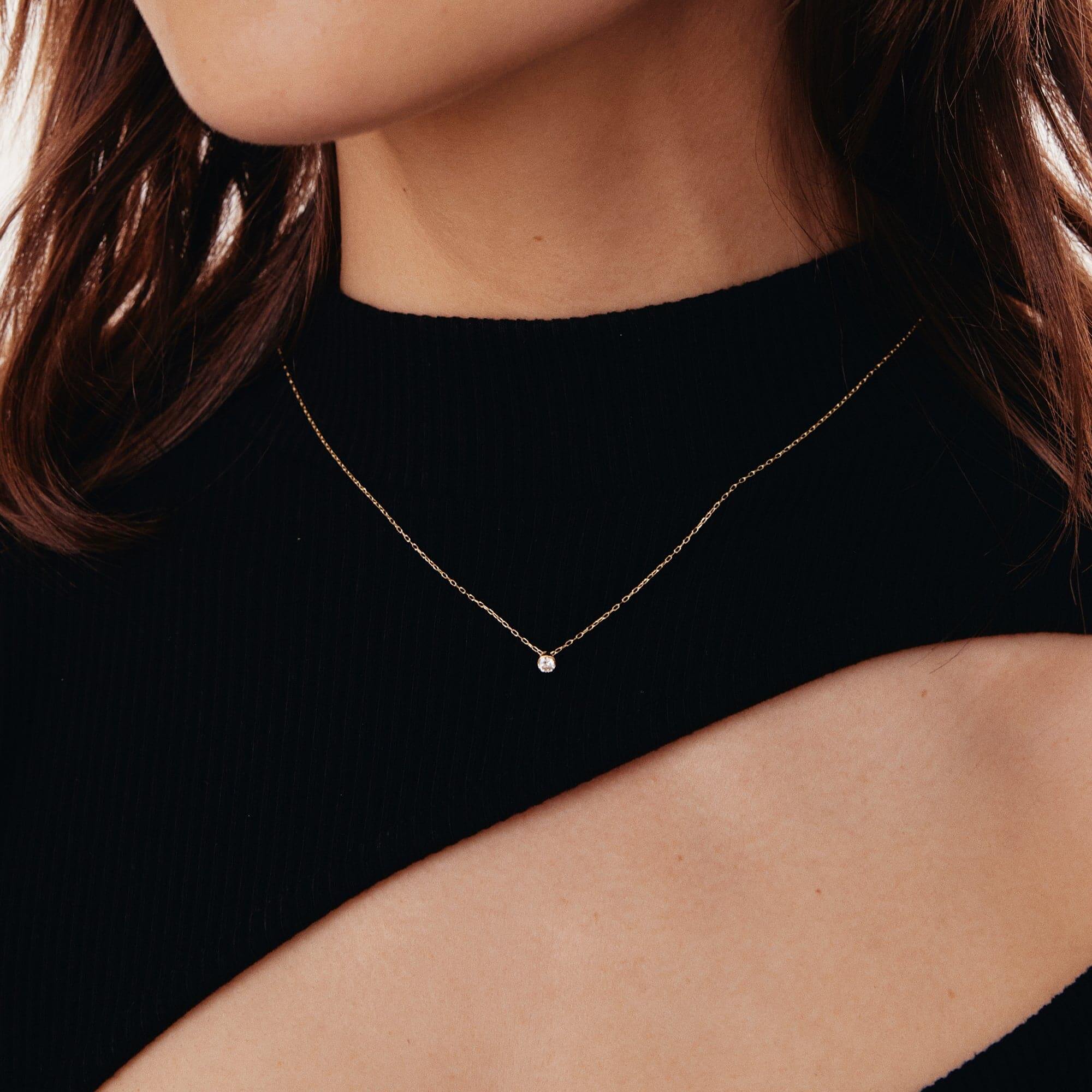 Bezel Solitaire Diamond Necklace