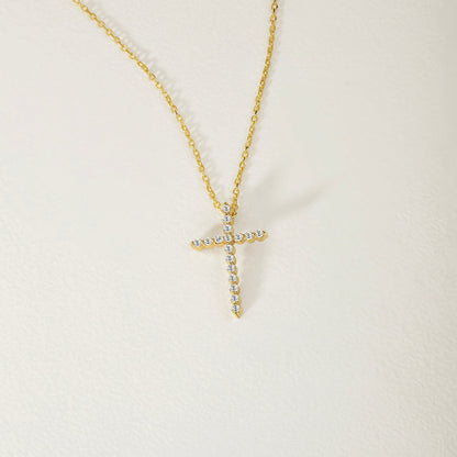 Diamond Cross Necklace in 14K Solid Gold (1/5 c.t.tw)