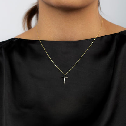 Diamond Cross Necklace in 14K Solid Gold (1/5 c.t.tw)