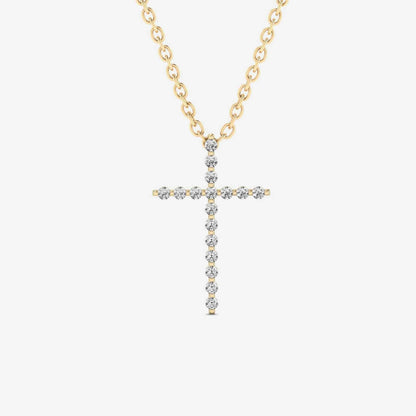 Diamond Cross Necklace in 14K Solid Gold (1/5 c.t.tw)