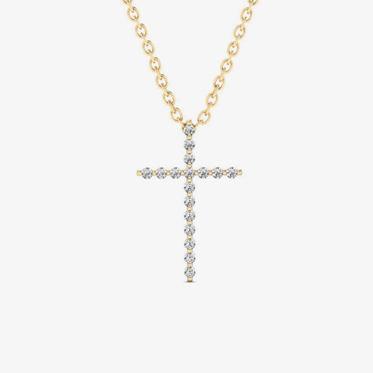 Collier croix en diamant en or jaune 14 carats (1/5 ct. tw.)