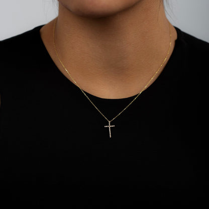 Diamond Cross Necklace in 14K Solid Gold (1/5 c.t.tw)