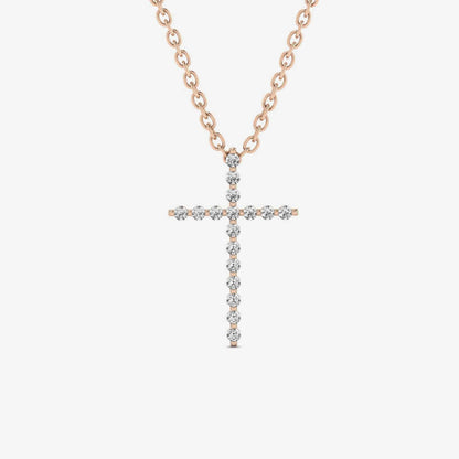 Diamond Cross Necklace in 14K Solid Gold (1/5 c.t.tw)