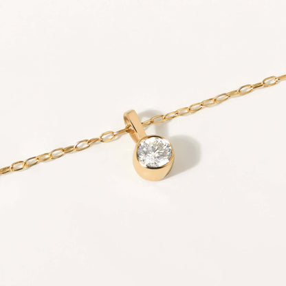 Bezel-Set Solitaire Diamond Pendant Necklace in 14K Yellow Gold