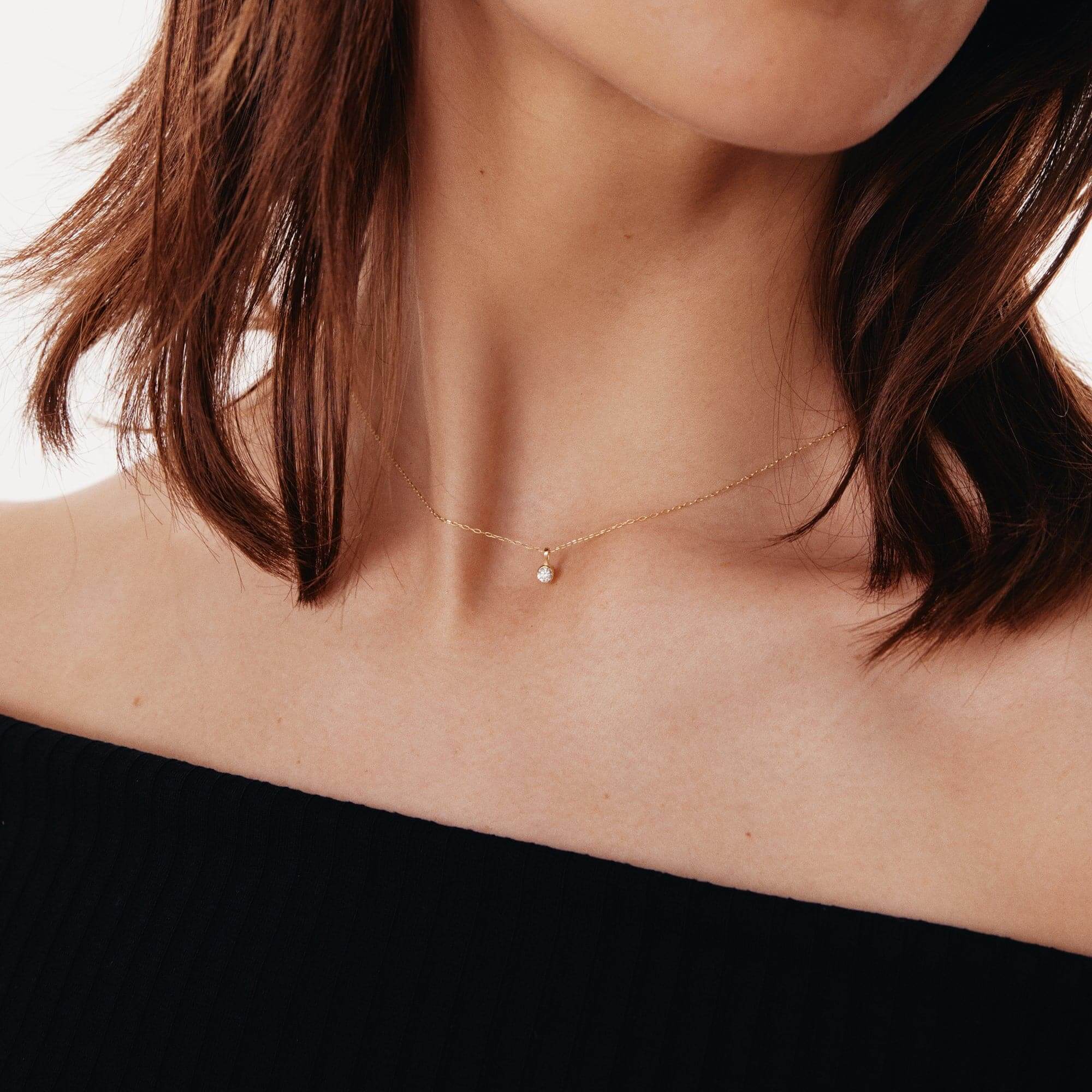 Bezel-Set Solitaire Diamond Pendant Necklace