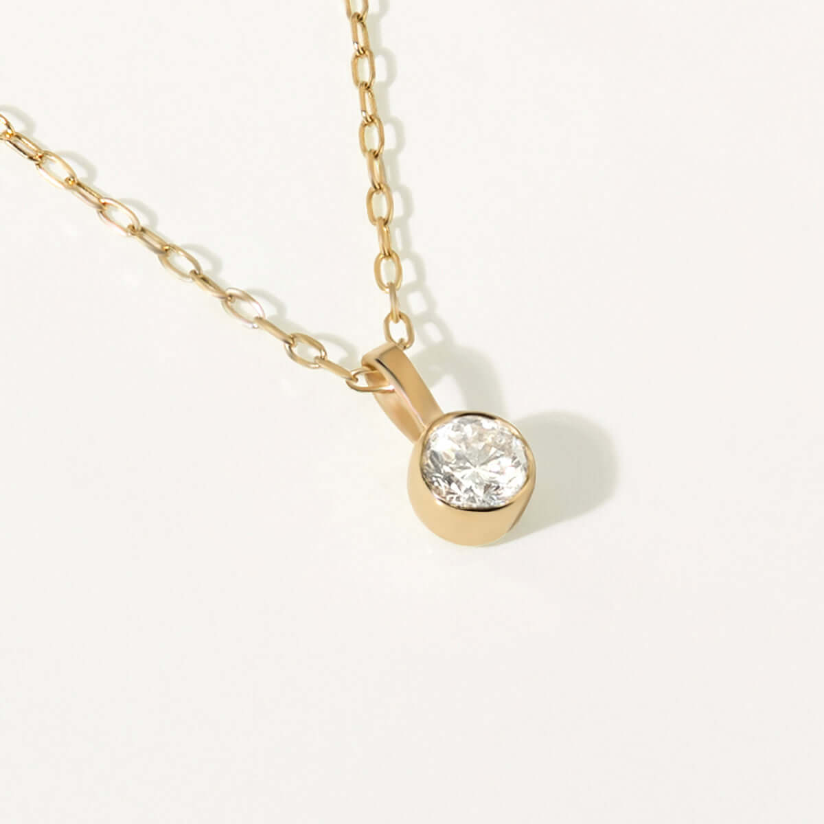 Bezel-Set Solitaire Diamond Pendant Necklace in 14K Yellow Gold