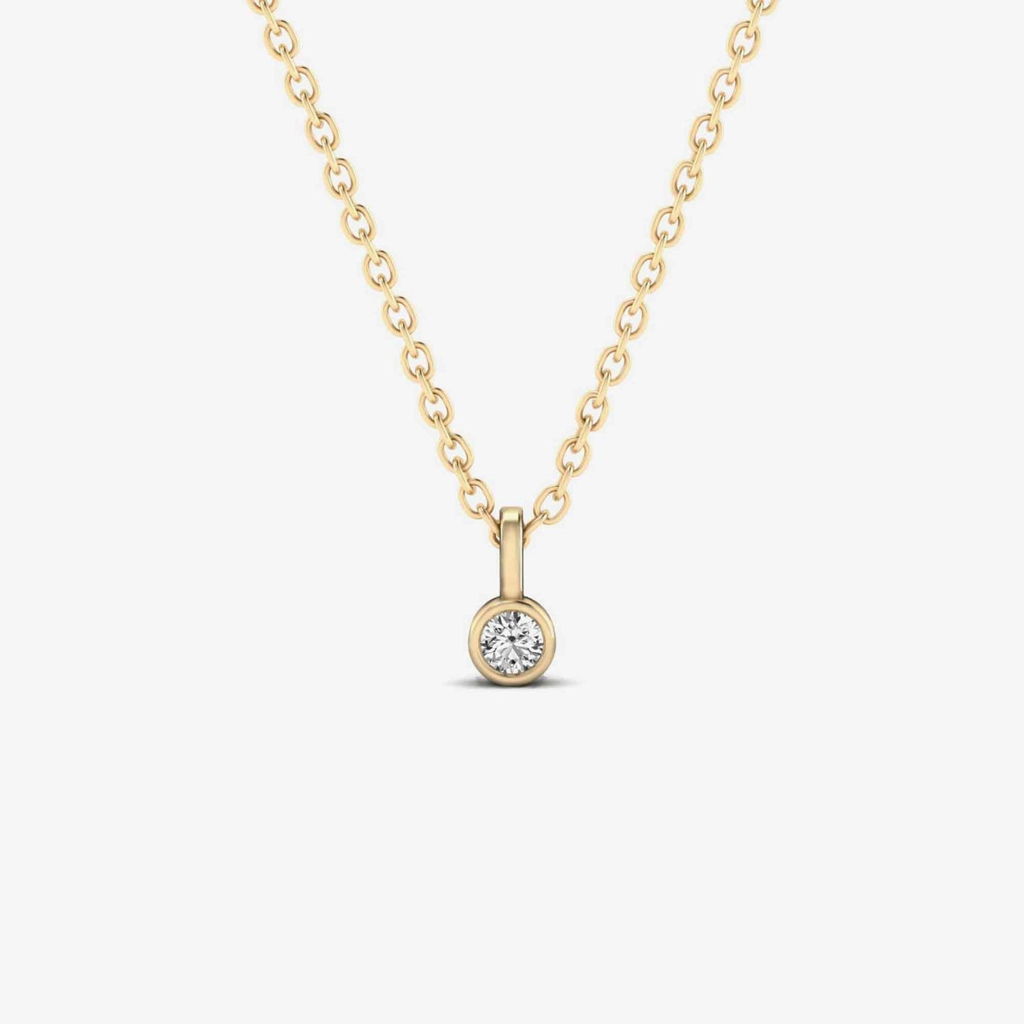 Bezel-Set Solitaire Diamond Pendant Necklace in 14K Yellow Gold