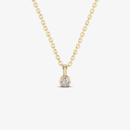 Bezel-Set Solitaire Diamond Pendant Necklace in 14K Yellow Gold