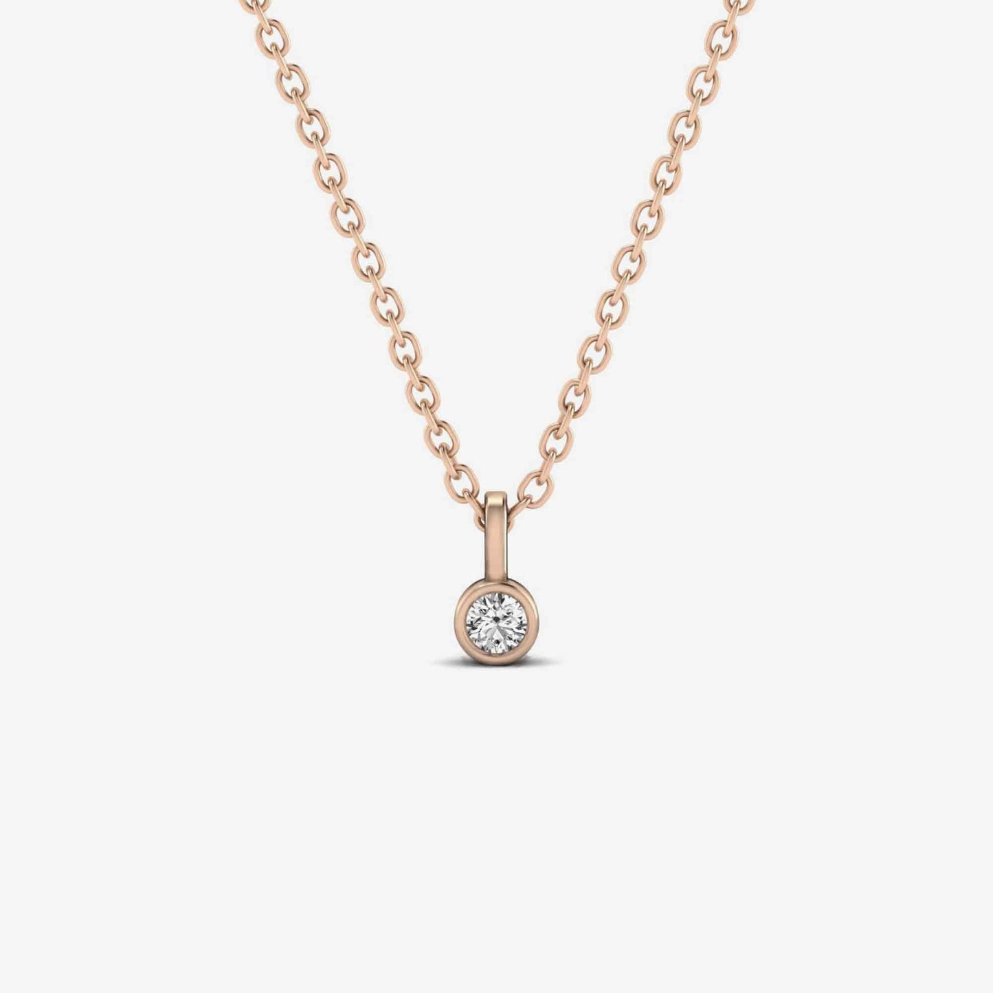 Bezel-Set Solitaire Diamond Pendant Necklace in 14K Yellow Gold