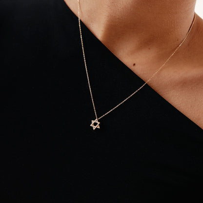 Star of David Diamond Necklace in 14K Solid Gold (1/8 ct. tw.)