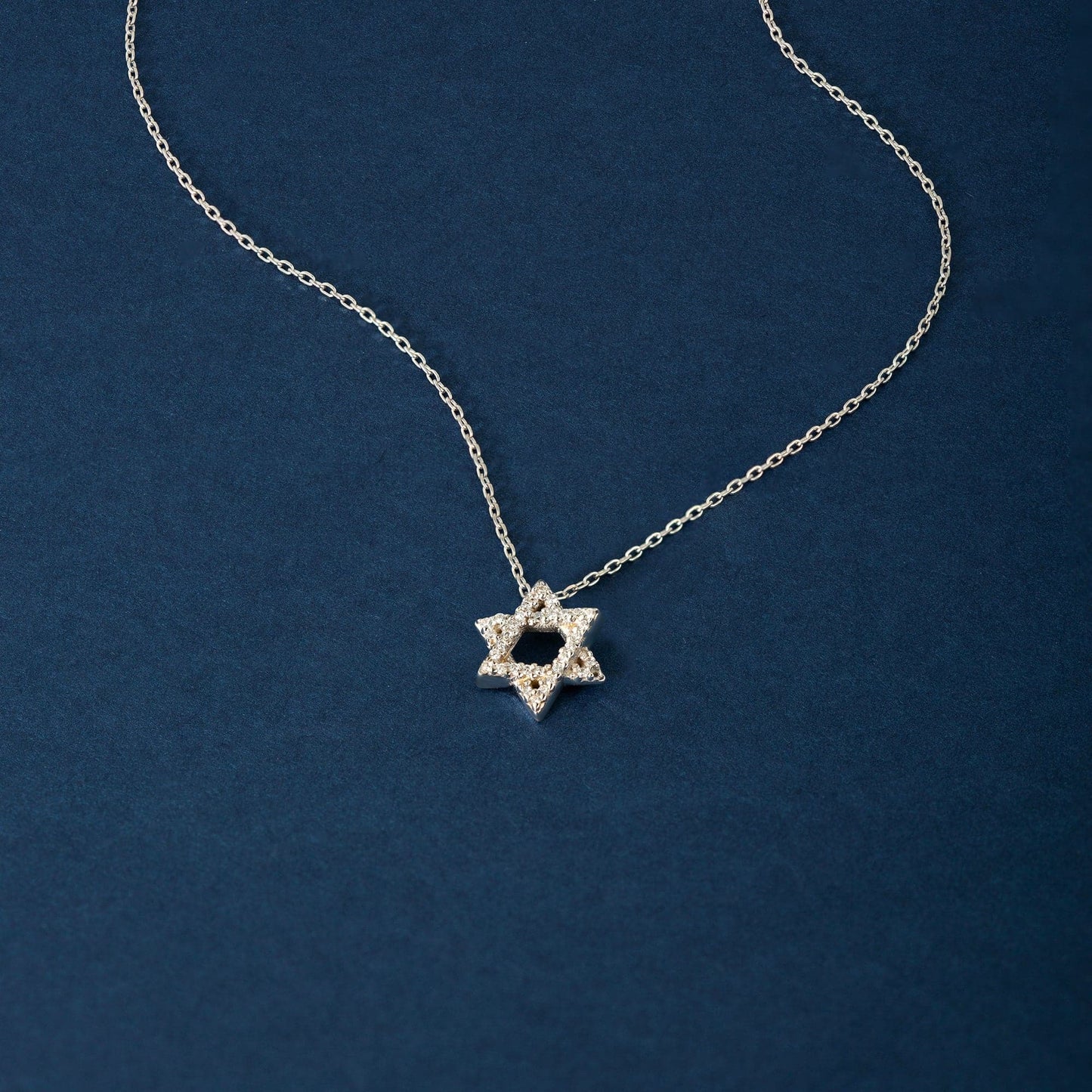 Star of David Diamond Necklace in 14K Solid Gold (1/8 ct. tw.)