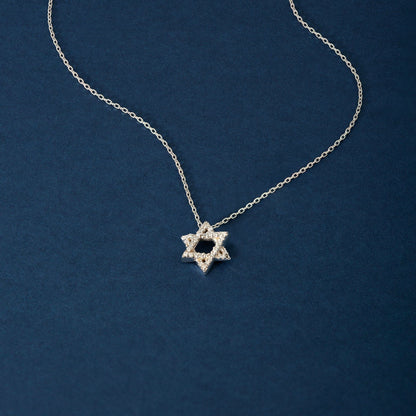 Star of David Diamond Necklace in 14K Solid Gold (1/8 ct. tw.)