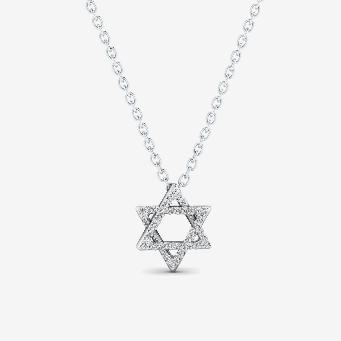 Star of David Diamond Necklace in 14K Solid Gold (1/8 ct. tw.)