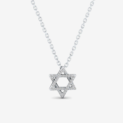 Star of David Diamond Necklace in 14K Solid Gold (1/8 ct. tw.)