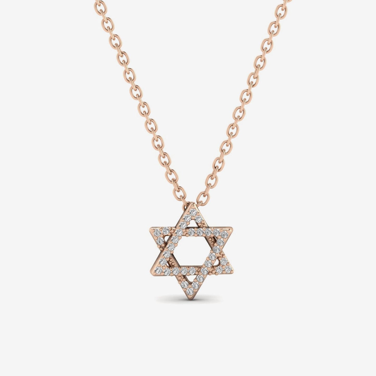 Star of David Diamond Necklace in 14K Solid Gold (1/8 ct. tw.)