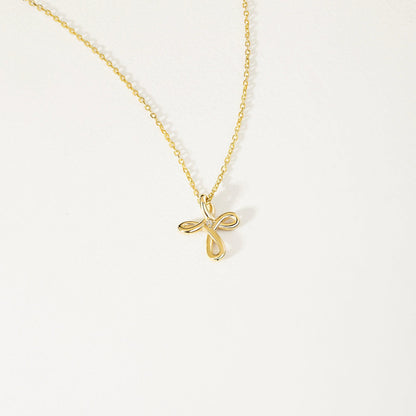 Diamond Cross Infinity Necklace in 14K Yellow Gold (0.01 ct.)