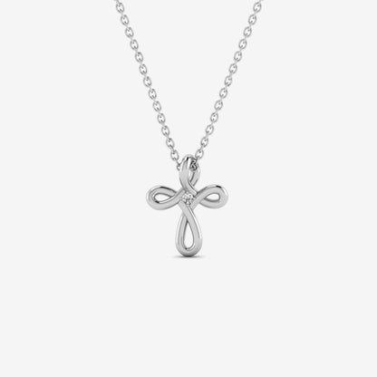 Collier croix infinie en diamant en or jaune 14 carats (0,01 ct.)