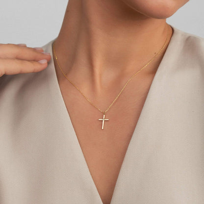 Collier croix solitaire en diamant en or blanc 14 carats (0,01 ct. p.m.).